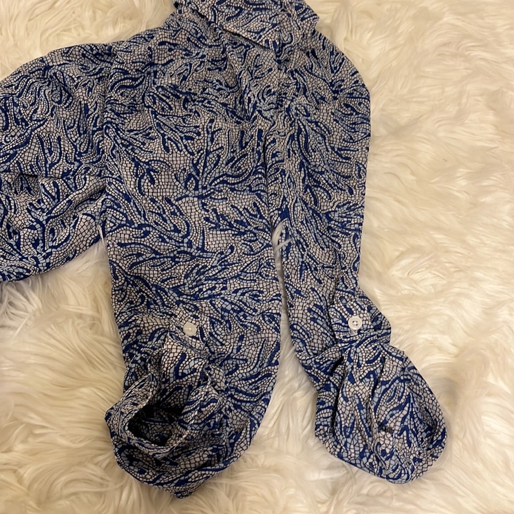 MICHAEL Michael Kors Blue Coral Mosaic Georgette Shirt Maxi Dress - Picture 11 of 15